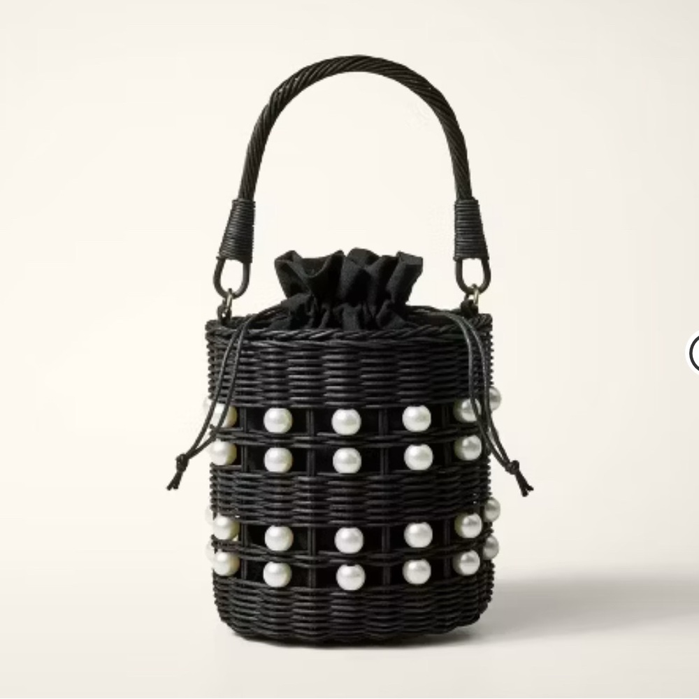 Pearl Embellished Basket Bucket Bag - Kate Spade x Target Black (IN HAND)